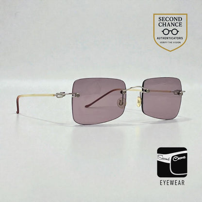 DESIGN HACKER Rimless Sunglasses–Solid Soft Pink/Lavender Lenses–Unworn