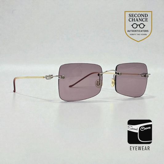 DESIGN HACKER Rimless Sunglasses–Solid Soft Pink/Lavender Lenses–Unworn