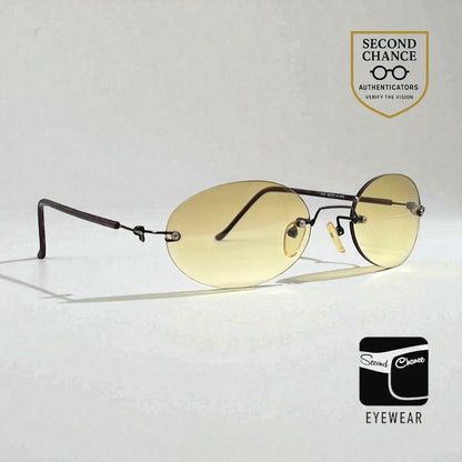 SPEKTEK Rimless Sunglasses–Made in Japan–A/GOL Frame–Solid Yellow Lenses–Unworn