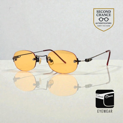 Masters Rimless Sunglasses–Solid Orange/Amber Tint–Los Angeles–Deadstock