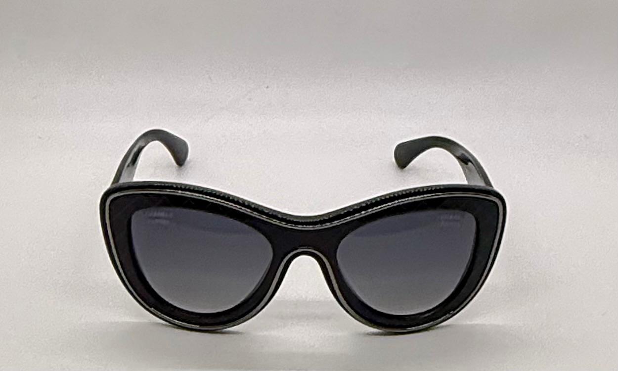 Chanel 5397 Polarized Oversized Shield Sunglasses Black Unworn Italy