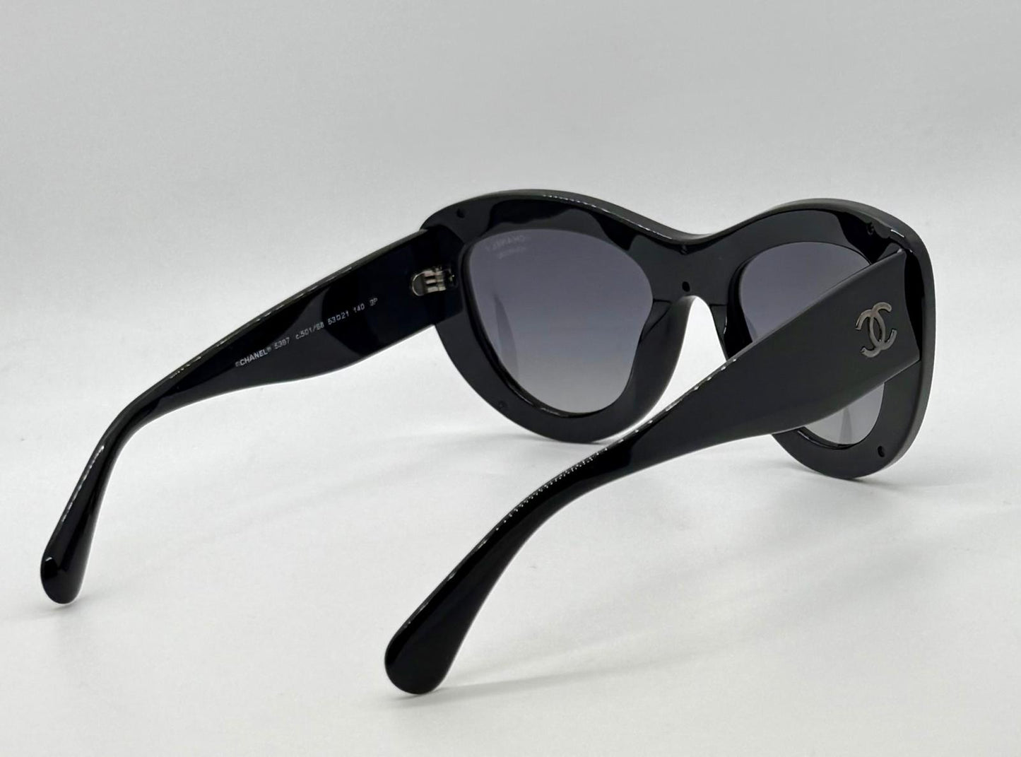 Chanel 5397 Polarized Oversized Shield Sunglasses Black Unworn Italy