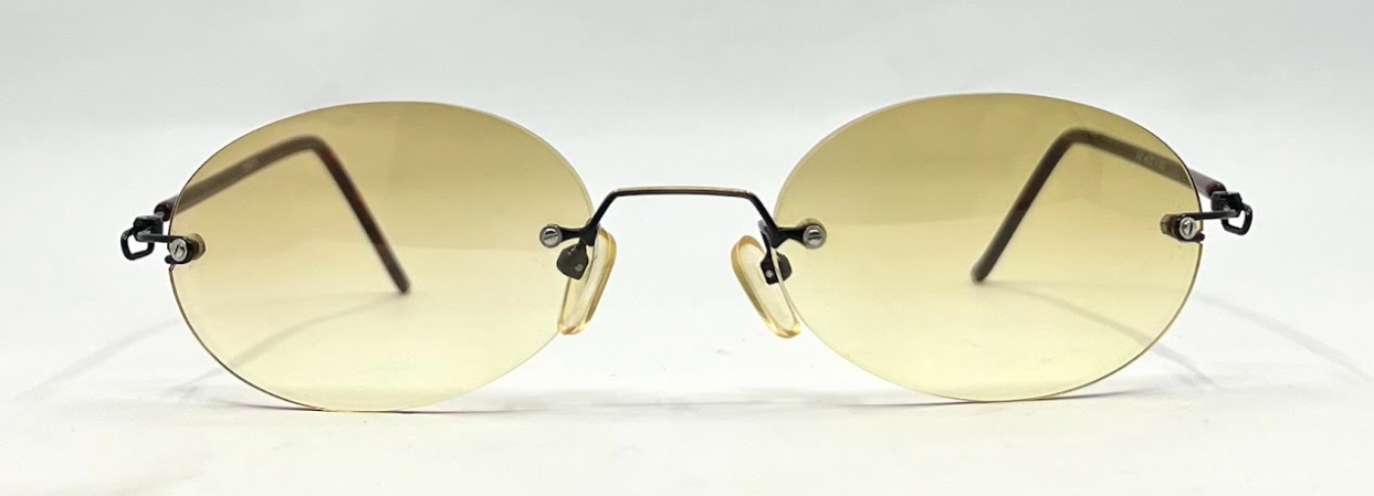 SPEKTEK Rimless Sunglasses–Made in Japan–A/GOL Frame–Solid Yellow Lenses–Unworn