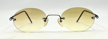 SPEKTEK Rimless Sunglasses–Made in Japan–A/GOL Frame–Solid Yellow Lenses–Unworn