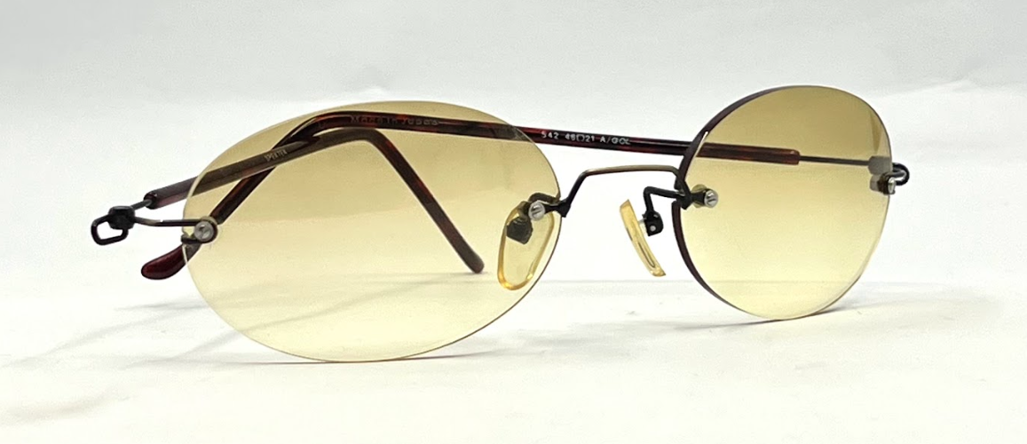 SPEKTEK Rimless Sunglasses–Made in Japan–A/GOL Frame–Solid Yellow Lenses–Unworn