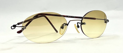 SPEKTEK Rimless Sunglasses–Made in Japan–A/GOL Frame–Solid Yellow Lenses–Unworn
