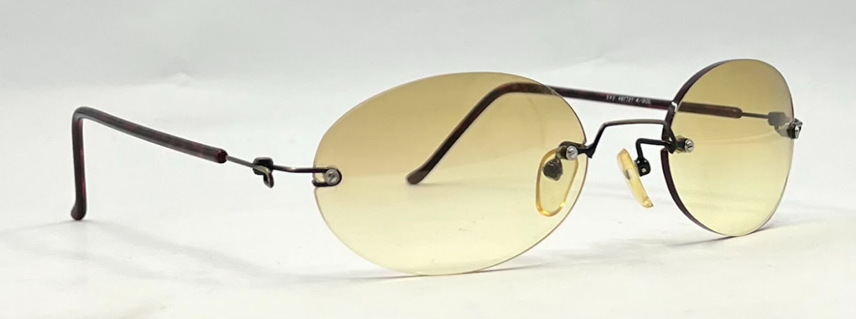 SPEKTEK Rimless Sunglasses–Made in Japan–A/GOL Frame–Solid Yellow Lenses–Unworn