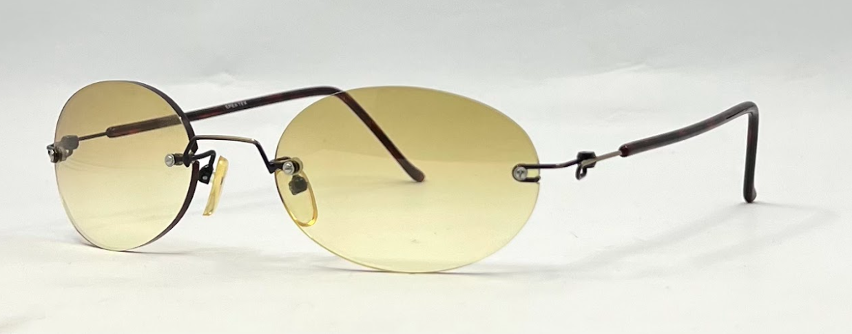 SPEKTEK Rimless Sunglasses–Made in Japan–A/GOL Frame–Solid Yellow Lenses–Unworn