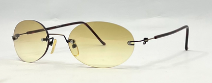 SPEKTEK Rimless Sunglasses–Made in Japan–A/GOL Frame–Solid Yellow Lenses–Unworn