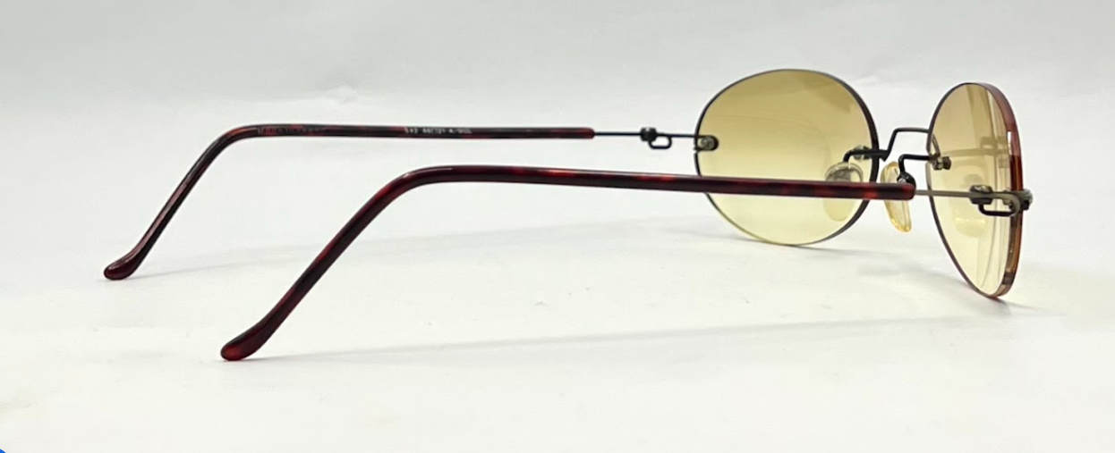 SPEKTEK Rimless Sunglasses–Made in Japan–A/GOL Frame–Solid Yellow Lenses–Unworn
