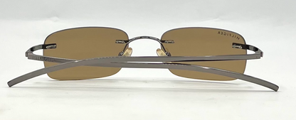 TOMMY HILFIGER TH 7007 Rimless Sunglasses–GUN Frame–Solid Brown Lenses–Unworn
