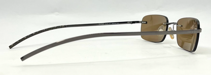 TOMMY HILFIGER TH 7007 Rimless Sunglasses–GUN Frame–Solid Brown Lenses–Unworn