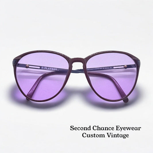Playboy by Optyl 4624 10-Deep Burgundy Plum w|New, Custom Amethyst Lenses – Deadstock|Vintage-Austria