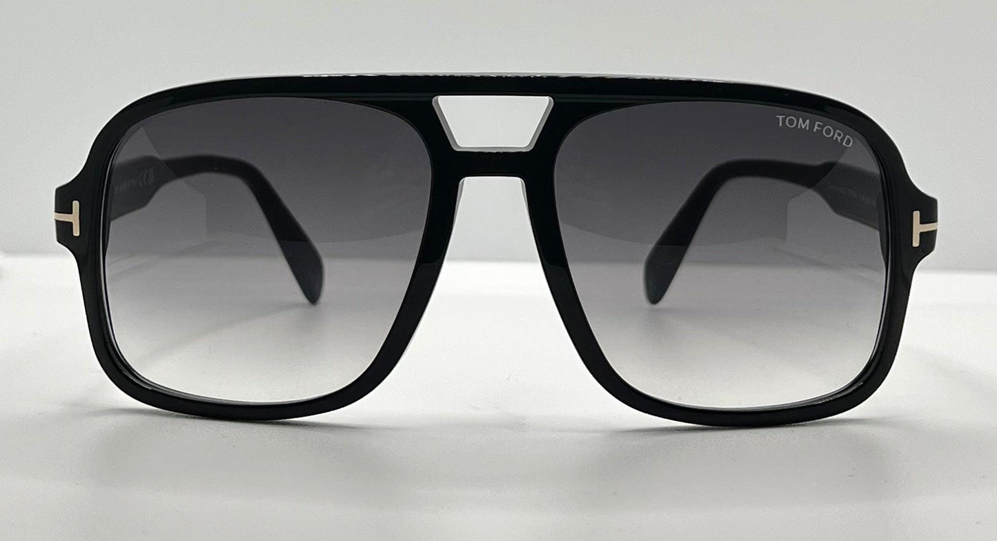Tom Ford Falconer-02 Tf884 01B-Black Shield Sunglasses-Gradient Lenses-Full Kit-Made In Italy