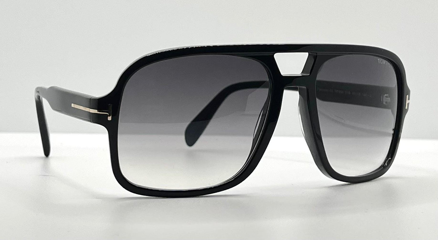 Tom Ford Falconer-02 Tf884 01B-Black Shield Sunglasses-Gradient Lenses-Full Kit-Made In Italy