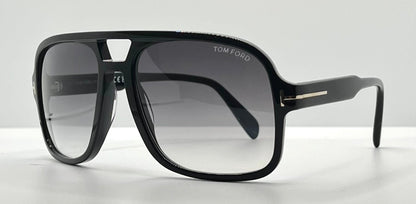 Tom Ford Falconer-02 Tf884 01B-Black Shield Sunglasses-Gradient Lenses-Full Kit-Made In Italy