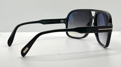 Tom Ford Falconer-02 Tf884 01B-Black Shield Sunglasses-Gradient Lenses-Full Kit-Made In Italy