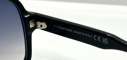 Tom Ford Falconer-02 Tf884 01B-Black Shield Sunglasses-Gradient Lenses-Full Kit-Made In Italy