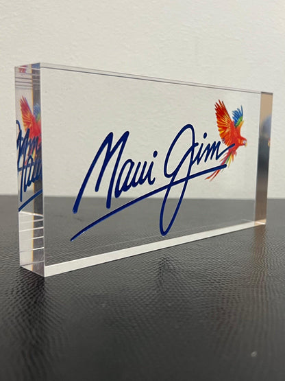 Pre-Owned Maui Jim Acrylic Retail Display Plaque - Iconic Logo with Parrot Design