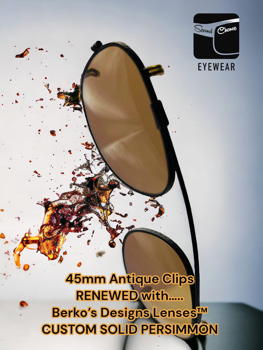 Antique 45Mm Clipon-Gold Engravings And Patina With Brand New Berko’S Designs Lenses™ Custom Solid Persimmon Lenses