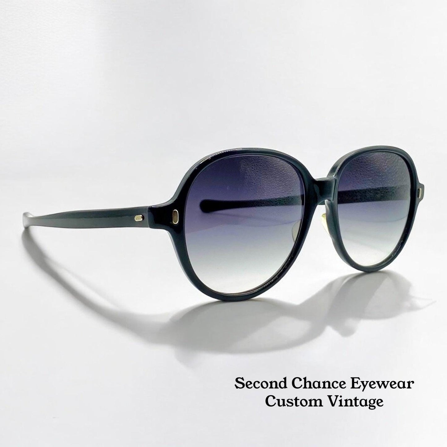 Vintage 1960S Sunmodes By Sro Rectangular Black Sunglasses W|New Custom Grey Gradient Berko’S Designs Lenses