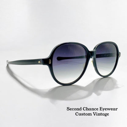 Vintage 1960S Sunmodes By Sro Rectangular Black Sunglasses W|New Custom Grey Gradient Berko’S Designs Lenses