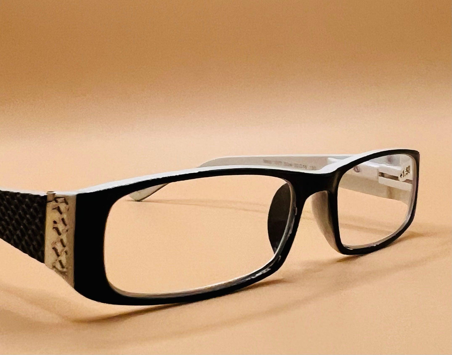 Pablo Zanetti Geometric Narrow Reading Glasses | Rectangular Frames | Spring Hinges | Silver Transition w| Patterned Arms