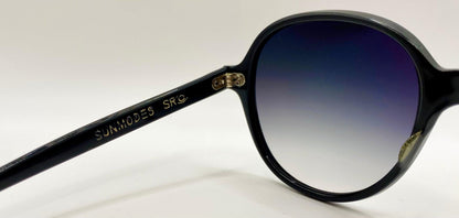 Vintage 1960S Sunmodes By Sro Rectangular Black Sunglasses W|New Custom Grey Gradient Berko’S Designs Lenses