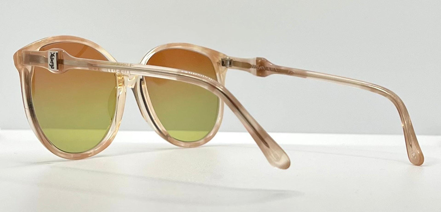 Yves Saint Laurent 781 – Oversized Vintage Sunglasses W|New, Custom Gradient Rose To Bottle Green Lenses-France