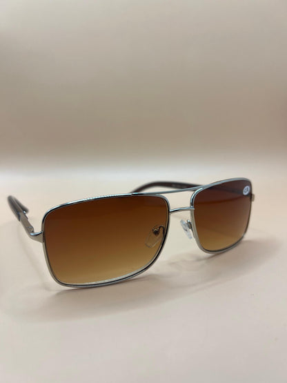 Gold Frames Retro Men Pilot 60Mm Os Square Reader Reading Sunglasses. Featuring Spring Hinges And Gradient Purple Lenses