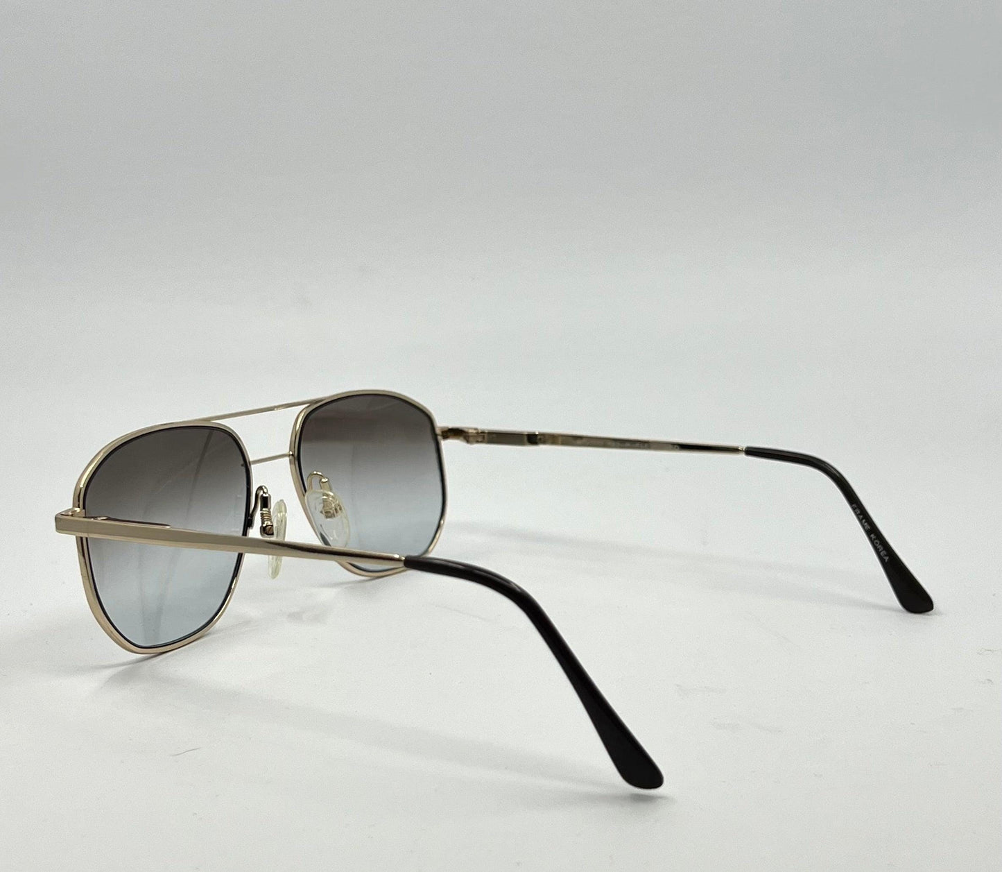 Studio 123-R-Flex Gold Vintage Aviator Sunglasses w|New Grey Gradient Custom Lenses-Deadstock