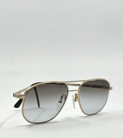 Studio 123-R-Flex Gold Vintage Aviator Sunglasses w|New Grey Gradient Custom Lenses-Deadstock