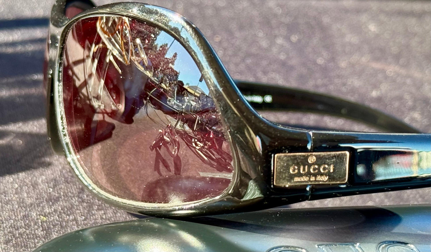 Gucci Gg 1414|S 807 Black Wraparound Sunglasses 67Mm-Y2K Vintage Deadstock-Full Kit