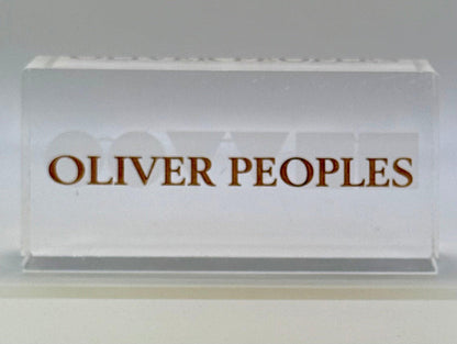 Preowned Vintage Oliver Peoples Acrylic Display Block – 5” x 2.75”