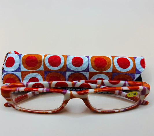 Brand New Geometric Narrow Readers. Features Multi-Color Design With Matching Case