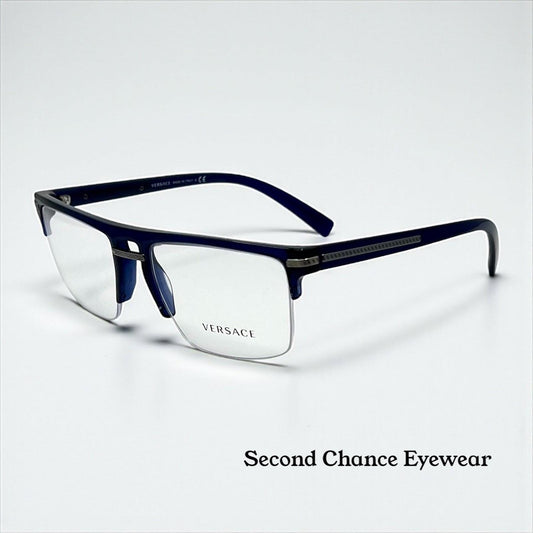 Versace 3269 5125 Blue Semi Rimless Eyeglasses 55mm -Italy-Deadstock|Unworn