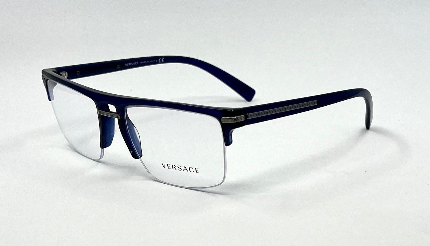 Versace 3269 5125 Blue Semi Rimless Eyeglasses 55mm -Italy-Deadstock|Unworn