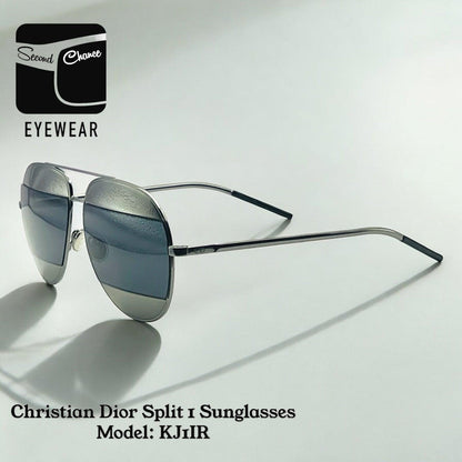 Christian Dior Split 1 Aviator Sunglasses-Gunmetal Frame With Grey|Blue Lens Combo