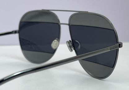 Christian Dior Split 1 Aviator Sunglasses-Gunmetal Frame With Grey|Blue Lens Combo