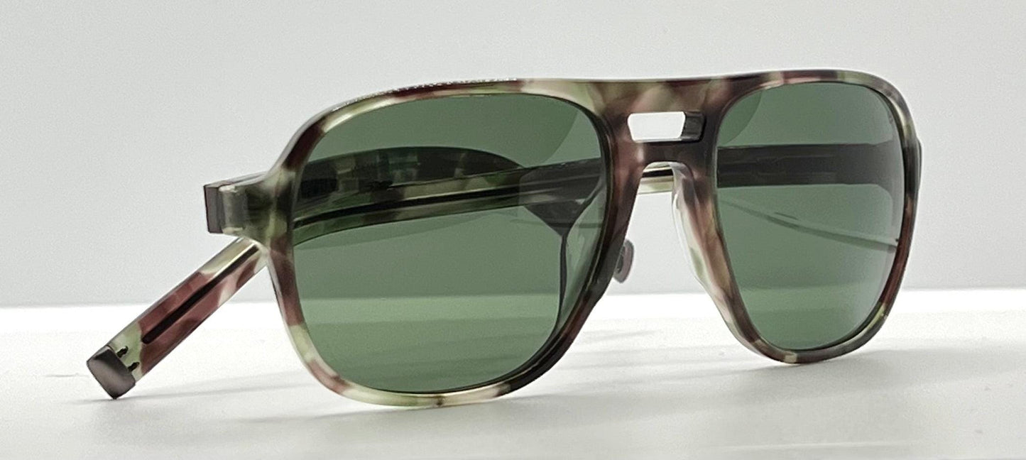 John Varvatos Classic Sunglasses – Camo Horn Acetate – Green Lenses – Bnib