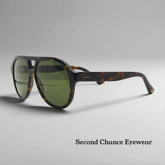 Gucci Gg0759S 002-Dark Havana Pilot Sunglasses-Optyl-Bee Detail-Full Kit-56Mm