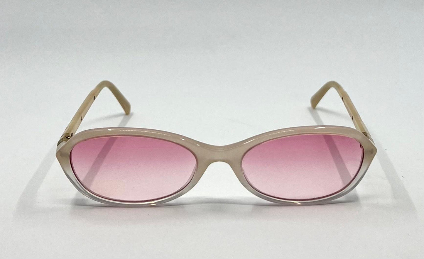 Prada Vpr 05O Y2K Vintage Oval Sunglasses Beige W| Custom Pink Gradient Lenses