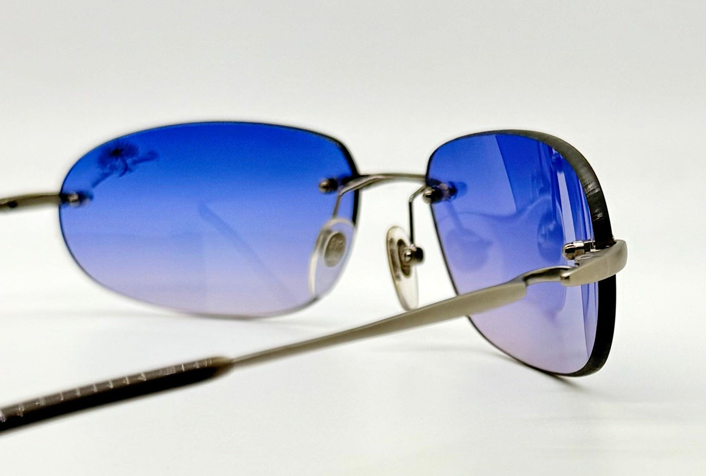 Tommy Bahama Tb7|Sa Sunglasses Rimless Shield Matte Silver Purple Y2K Deadstock