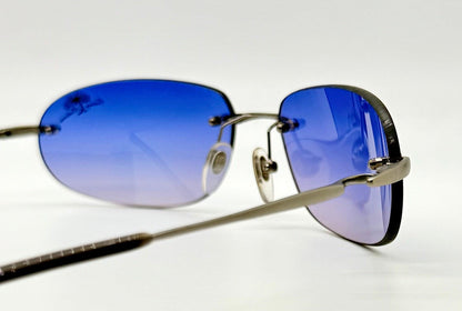Tommy Bahama Tb7|Sa Sunglasses Rimless Shield Matte Silver Purple Y2K Deadstock