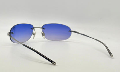 Tommy Bahama Tb7|Sa Sunglasses Rimless Shield Matte Silver Purple Y2K Deadstock