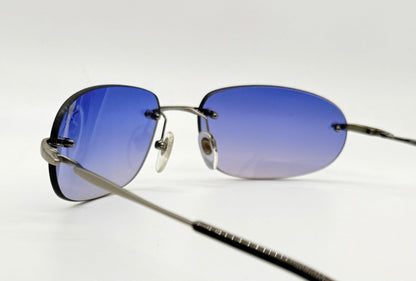 Tommy Bahama Tb7|Sa Sunglasses Rimless Shield Matte Silver Purple Y2K Deadstock
