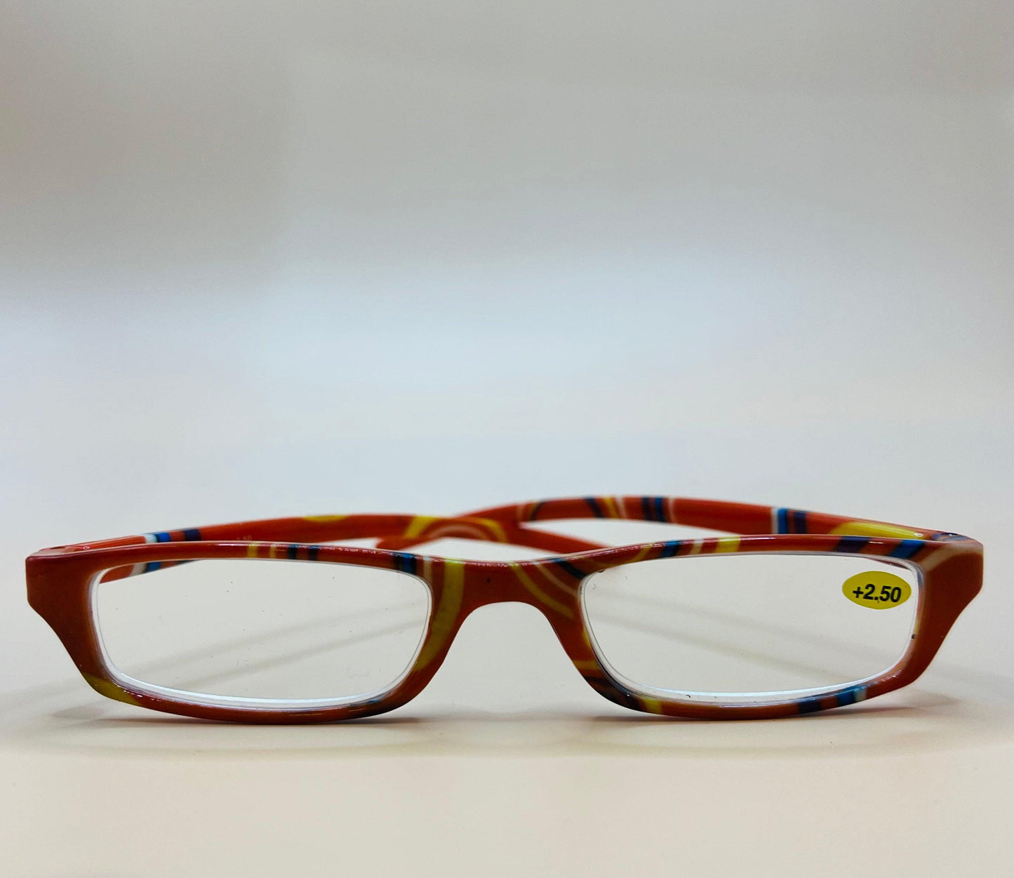 Brand New Geometric Narrow Readers. Orange Design With Matching Case