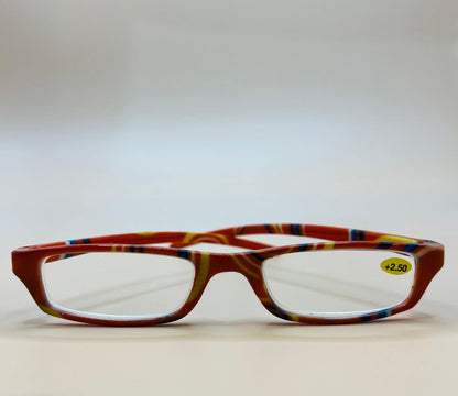 Brand New Geometric Narrow Readers. Orange Design With Matching Case