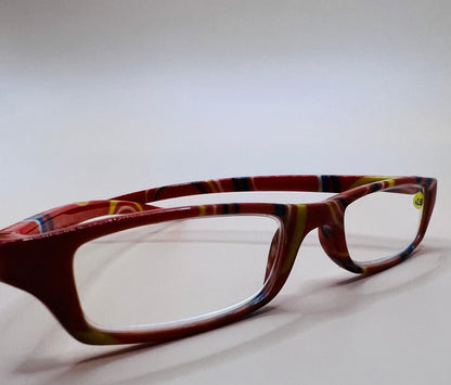 Brand New Geometric Narrow Readers. Orange Design With Matching Case