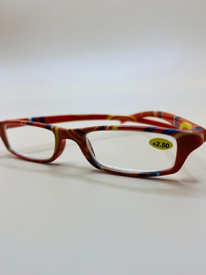 Brand New Geometric Narrow Readers. Orange Design With Matching Case